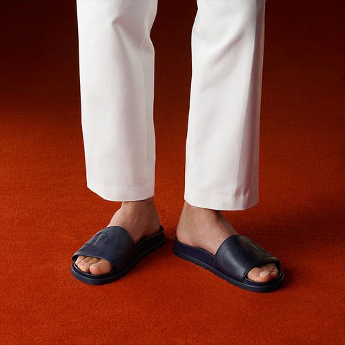 Dép Hermès Biarritz Leather Sandals Màu Xanh Navy Size 40-5