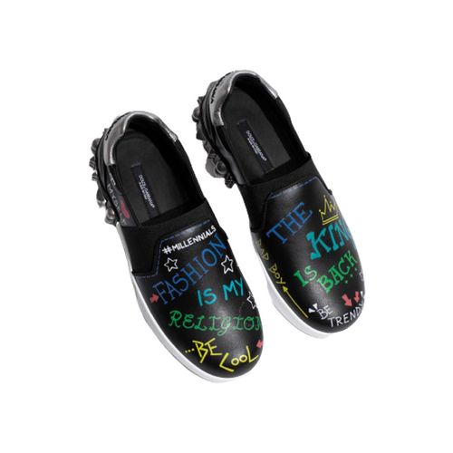 Giày Dolce & Gabbana D&G Portofino In Calfskin Slip On Sneakers Màu Đen Size 5.5