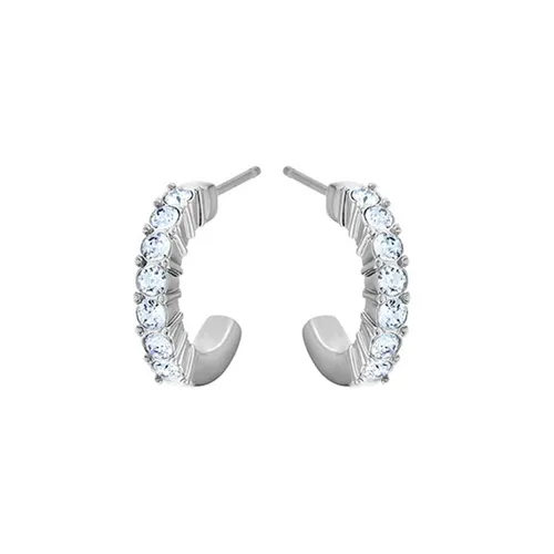 Khuyên Tai Swarovski Mini Hoop Pierced Earringsblue, Rhodium Plated