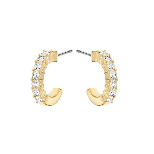 Khuyên Tai Swarovski Mini Hoop Pierced Earringswhite, Gold-Tone Plated
