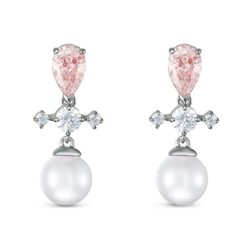 Khuyên Tai Swarovski Perfection Pierced Earrings Pink, Rhodium Plated
