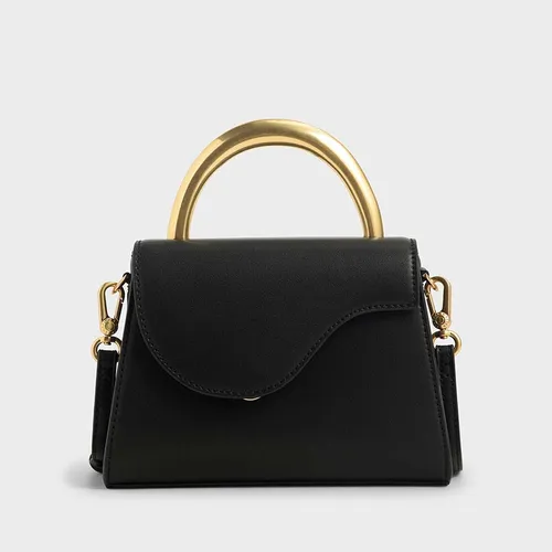 Túi Xách Nữ Charles & Keith CNK Angular Flap Bag CK2-50270491 Black Màu Đen