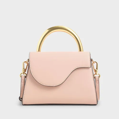 Túi Xách Nữ Charles & Keith CNK Angular Flap Bag CK2-50270491 Pink Màu Hồng