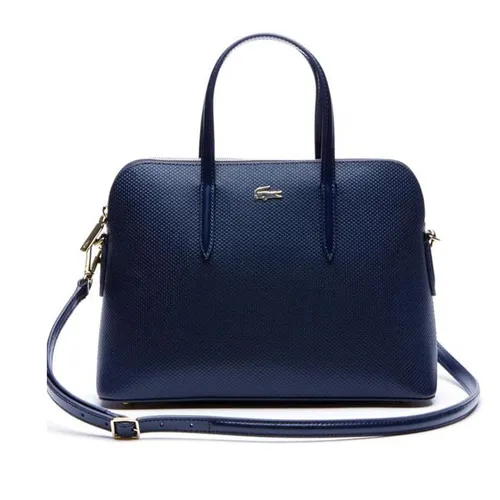 Túi xách Lacoste Túi xách tay - Túi Xách Lacoste Womens Chantaco Dual Carry Piqué Leather Bugatti Bag In Peacoat Màu Xanh Navy - Vua Hàng Hiệu