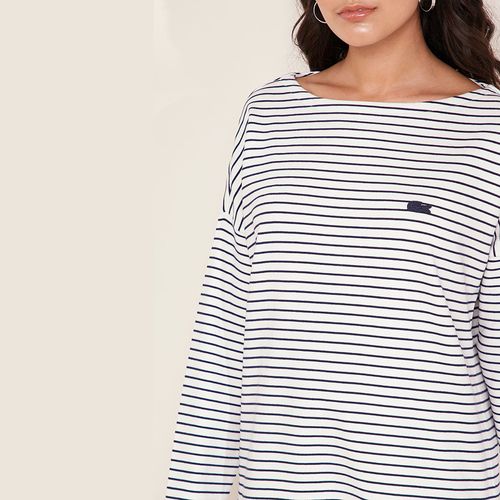 Váy Lacoste Striped Boat Neck T-Shirt Dress Màu Trắng Kẻ-3