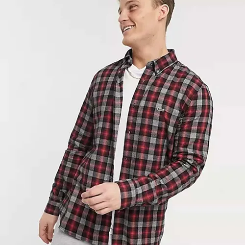 Áo Sơ Mi Lacoste Men Rutig Flanellskjorta I Regular Passform Size 38
