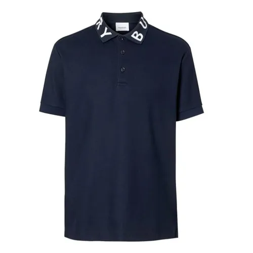 Áo Burberry Polo Logo Intarsia Cotton Piqué Polo Shirt Màu Xanh Navy Size L