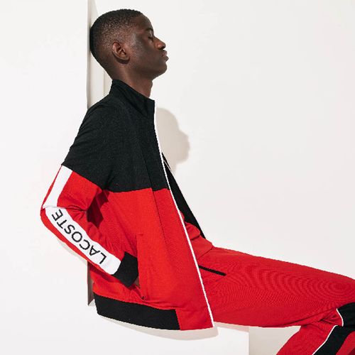 Áo Khoác Lacoste Men's Sport Colorblock Resistant Piqué Zip Sweatshirt Màu Đỏ Phối Đen Size L-2