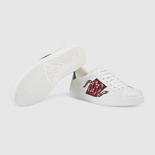 Giày Gucci Men's Ace Embroidered Sneaker Màu Trắng Size 6-2