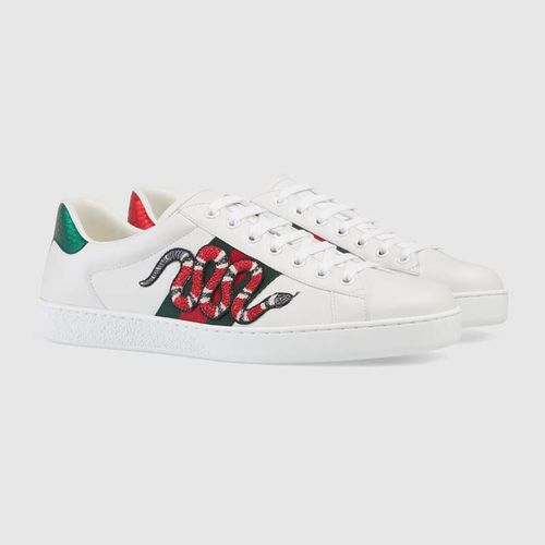 Giày Gucci Men's Ace Embroidered Sneaker Màu Trắng Size 6-3