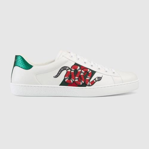 Giày Gucci Men's Ace Embroidered Sneaker Màu Trắng Size 6-5