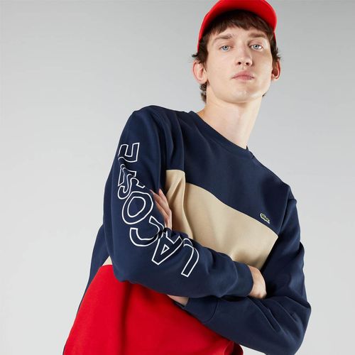 Áo Nỉ Lacoste Men’s Crew Neck Lettered Colorblock Fleece Sweatshirt SH6904-1FE Size M-3