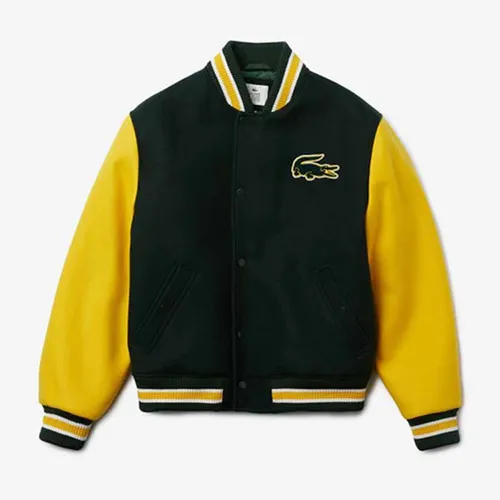 Áo Bomber Men's Lacoste Live Two-Tone Wool Blend Bomber Jacket Phối Màu Xanh Vàng Size 44