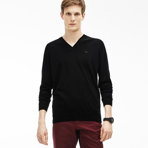 Áo Len Lacoste Men's V-Neck Wool Jersey Sweater Màu Đen Size XS-2