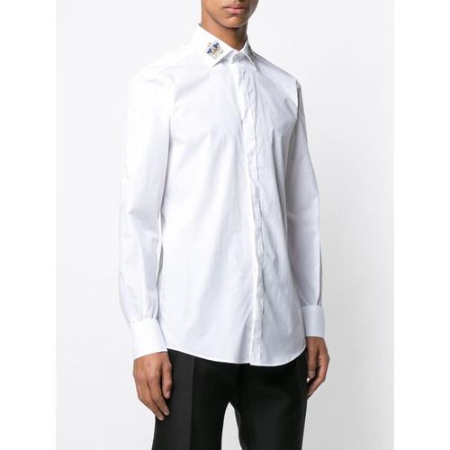 Áo Sơ Mi Nam Dolce & Gabbana D&G Crown Embroidered Shirt White Size 40-2