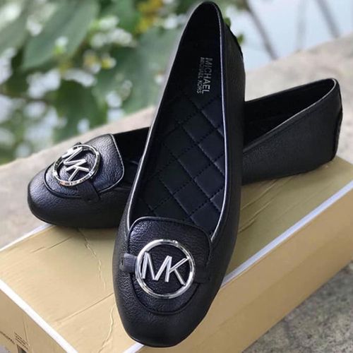 Giày Bệt Michael Kors MK Lillie Moc Màu Đen Khóa Bạc Size 37-3