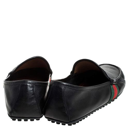 Giày Lười Gucci Black Leather Web Penny Loafers Màu Đen Size 41-2