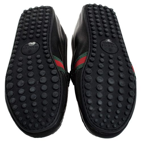 Giày Lười Gucci Black Leather Web Penny Loafers Màu Đen Size 41-8
