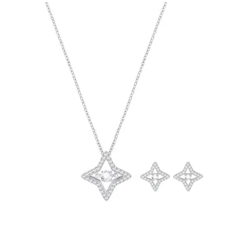 Trang sức - Set Dây Chuyền Và Khuyên Tai Swarovski Parkling Dance Star Rhodium - Vua Hàng Hiệu