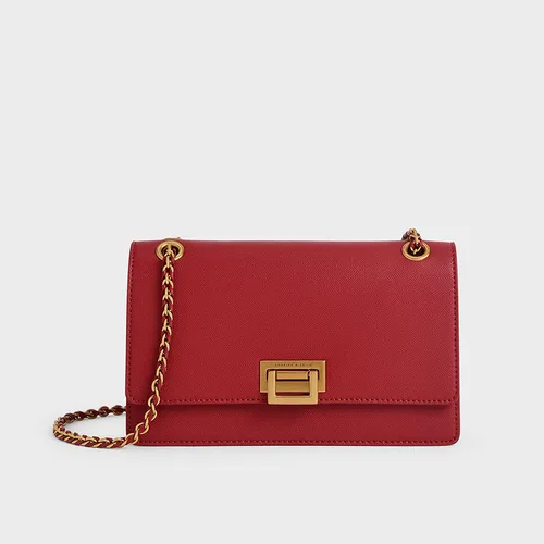 Túi Xách Nữ Charles & Keith CNK Chain Shoulder Bag Red CK2-20840440-9 Màu Đỏ