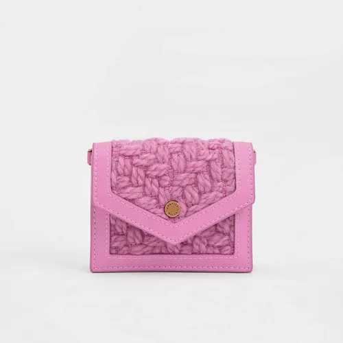 Ví Nữ Charles & Keith CNK Tweed Chain Link Card Holder Pink 51200016