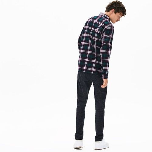 Áo Sơ Mi Lacoste Men's Regular Fit Checkered Flannel Overshirt CH0112-51 Xanh Phối Đỏ Size 39-2