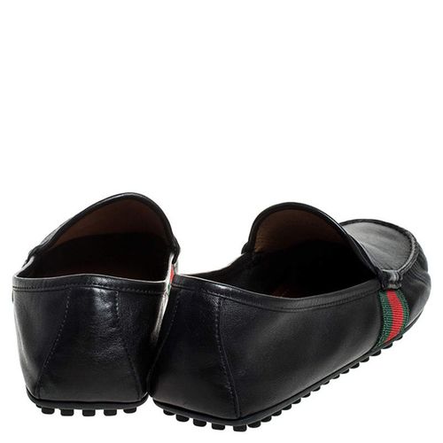 Giày Lười Gucci Black Leather Web Penny Loafers Màu Đen Size 40.5-2