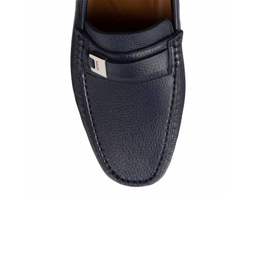 Giày Lười Bally Picaro Men's Navy Grained Deer Leather Loafers Màu Xanh Navy Size 41-4