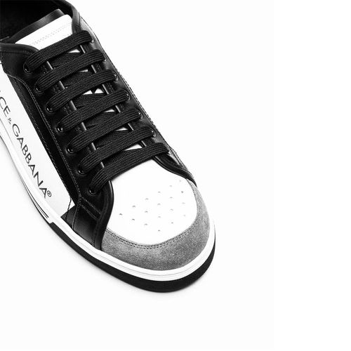 Giày Dolce & Gabbana D&G Men's Black Roma Trainers In Coated Canvas And Calfskin Size 38.5-3