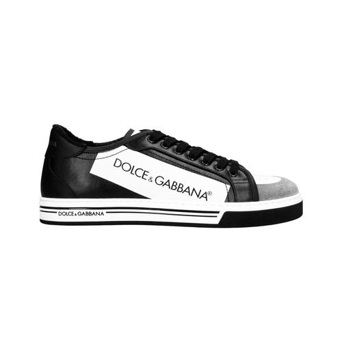 Giày Dolce & Gabbana D&G Men's Black Roma Trainers In Coated Canvas And Calfskin Size 38.5-4