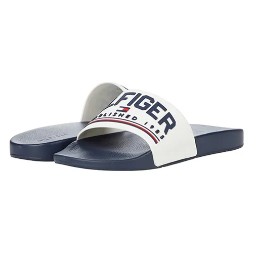 Dép Tommy Hilfiger - Dép Tommy Hilfiger Eldin SS2021 Màu Trắng Xanh Size 42 - Vua Hàng Hiệu