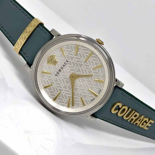 Đồng Hồ Nữ Versace Courage Blue Manifesto Leather IP Gold Swiss Made Extra Strap VBP010017-2