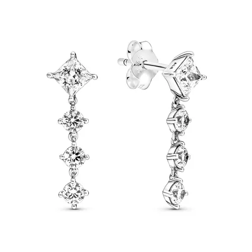 Khuyên Tai Bạc Pandora Thả Đính Đá Trong Suốt