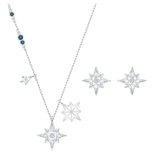 Set Dây Chuyền Và Khuyên Tai Swarovski Symbolic Star Setwhite, Rhodium Plated 5517182