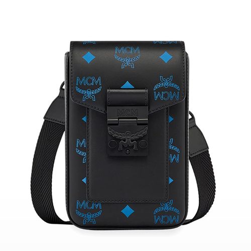 Túi MCM Men's Color Splash Logo Mini Crossbody Bag Màu Đen/Xanh Blue