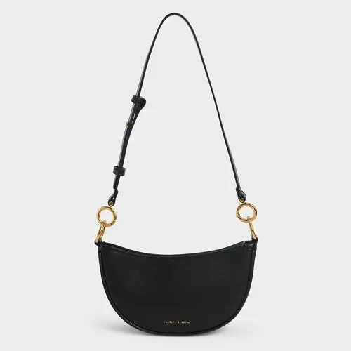 Túi Xách Nữ Charles & Keith CNK Crescent Crossbody Bag Black 80781582 Màu Đen