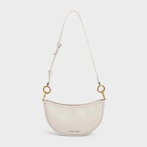 Túi Xách Nữ Charles & Keith CNK Crescent Crossbody Bag Ivory 80781582 Màu Trắng