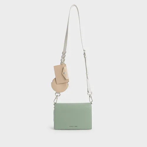 Túi Xách Nữ Charles & Keith CNK Multi-Pouch Crossbody Bag 80680954-1 Màu Xanh Green