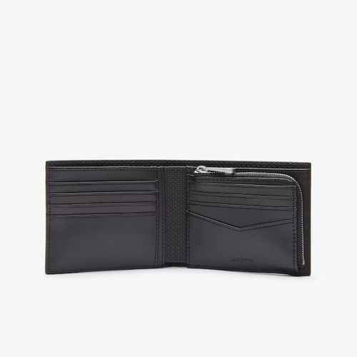 Ví Lacoste Men's Chantaco Piqué Leather 8 Card Wallet Màu Đen-1