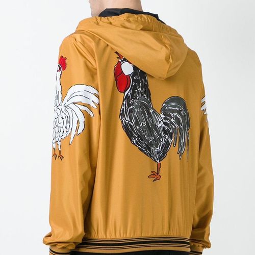 Áo Khoác Nam Dolce & Gabbana D&G Synthetic Samba Rooster Print Jacket Màu Vàng Size 46-2