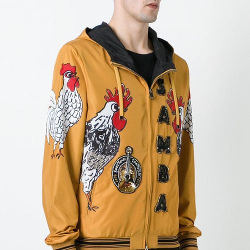 Áo Khoác Nam Dolce & Gabbana D&G Synthetic Samba Rooster Print Jacket Màu Vàng Size 46-3