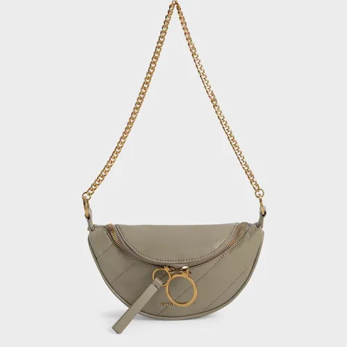 Túi Đeo Vai Nữ Charles & Keith CNK Half Moon Crossbody Bag CK2-80151064-3 Màu Taupe