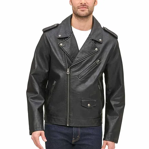 Thời trang Áo da - Áo Khoác Da Nam Levi's Faux Leather Classic Motorcycle Jacket Màu Đen - Vua Hàng Hiệu