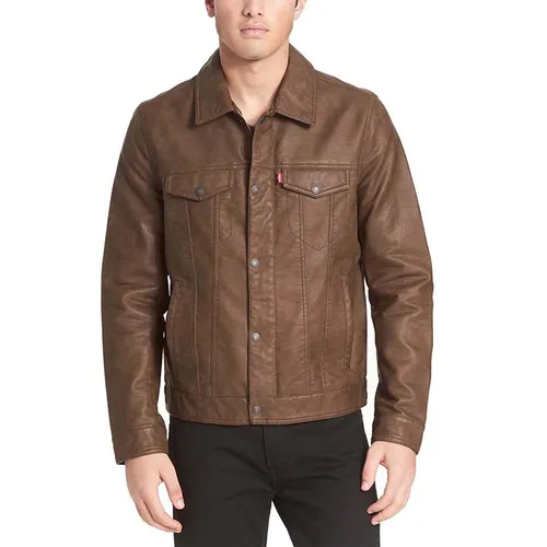 Thời trang - Áo Khoác Da Nam Levi's Faux Leather Classic Trucker Jacket Màu Nâu - Vua Hàng Hiệu