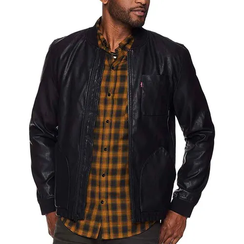 Thời trang Áo da - Áo Khoác Da Nam Levi's Faux Leather Depot Jacket Màu Đen - Vua Hàng Hiệu