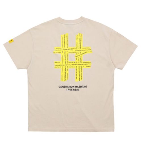 Áo Phông Beentrill Taping Bighashtag Short-Sleeved T-Shirt Màu Be