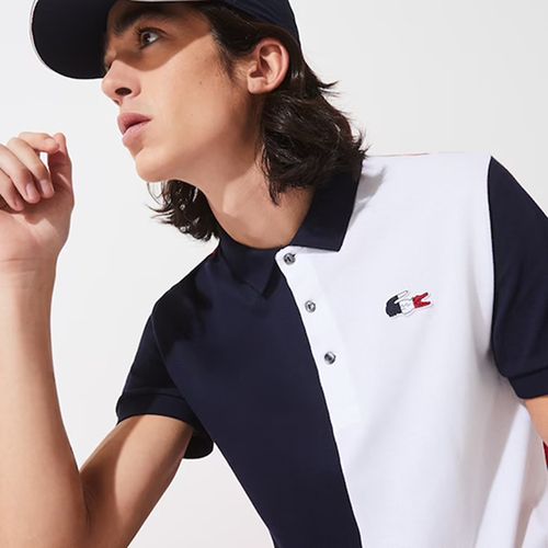 Áo Polo Lacoste Men's Sport French Sporting Spirit Edition Two-Tone Cotton Màu Trắng, Xanh Navy Size M-2