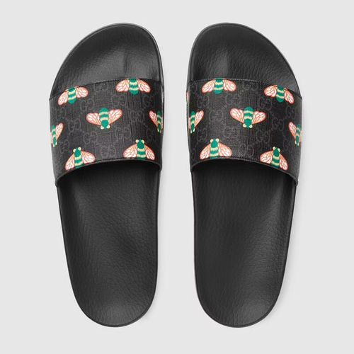 Dép Gucci Men's Bee Print Slide Sandal Màu Đen-4