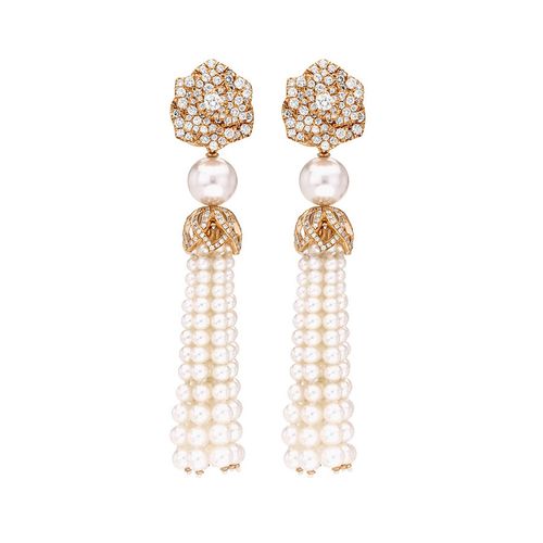 Khuyên Tai Piaget Rose Gold Pearl Diamond Earrings G38U0071 Vàng Hồng