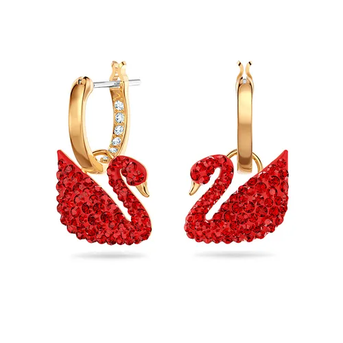 Khuyên Tai Swarovski Iconic Swan Earringsswan, Red, Gold-Tone Plated